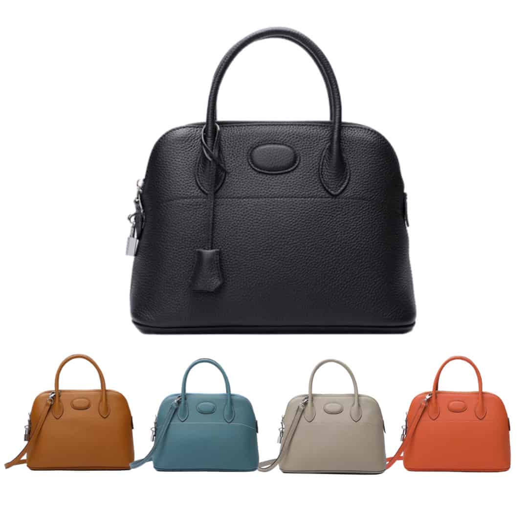 grey leather handbag sale